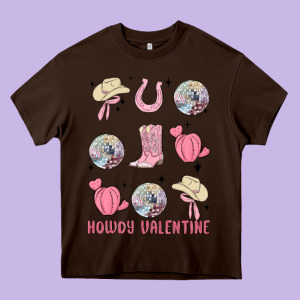 Howdy Valentine Heavy Core Tee Designed By Maliassmallbusiness