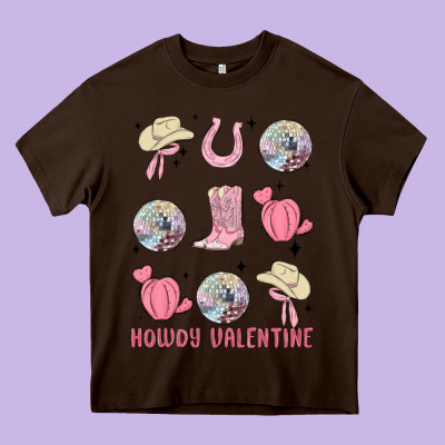 Howdy Valentine Heavy Core Tee Designed By Maliassmallbusiness