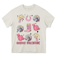 Cream howdy valentine Heavy Core Tee - MaliasSmallBusiness