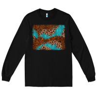 Black turquoise glitter leopard background Long Sleeve Tee - AdoDesignShop
