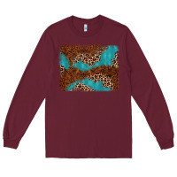 Burgundy turquoise glitter leopard background Long Sleeve Tee - AdoDesignShop
