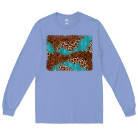 Colony Blue turquoise glitter leopard background Long Sleeve Tee - AdoDesignShop