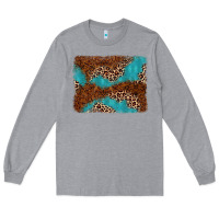 Heather Grey turquoise glitter leopard background Long Sleeve Tee - AdoDesignShop