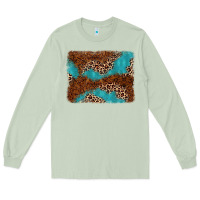 Matcha turquoise glitter leopard background Long Sleeve Tee - AdoDesignShop