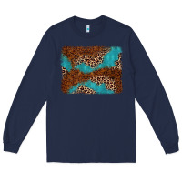 Navy turquoise glitter leopard background Long Sleeve Tee - AdoDesignShop