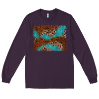 Plum turquoise glitter leopard background Long Sleeve Tee - AdoDesignShop