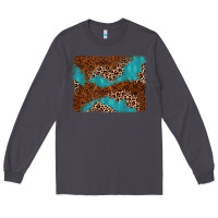 Smoke turquoise glitter leopard background Long Sleeve Tee - AdoDesignShop