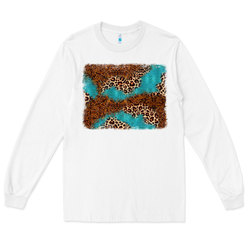Turquoise Glitter Leopard Background Long Sleeve Tee by AdoDesignShop | Teevron