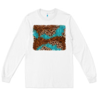 White turquoise glitter leopard background Long Sleeve Tee - AdoDesignShop