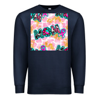 Navy Breast Cancer Awareness Mom With Leopard Patterns Premium Sweatshirt - BundleAndBundleShop