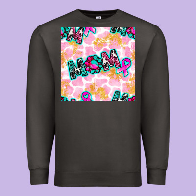 Breast Cancer Awareness Mom With Leopard Patterns Premium Sweatshirt Designed By Bundleandbundleshop