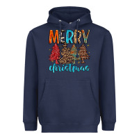 Navy merry christmas trees Heavyweight Hoodie - MaliasSmallBusiness