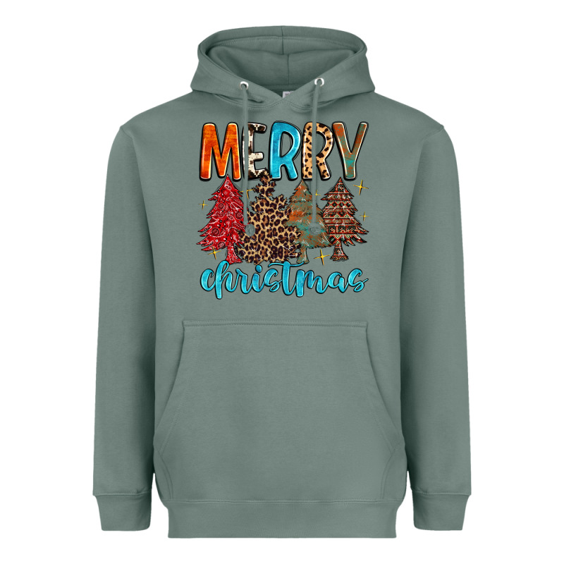 Merry Christmas Trees Heavyweight Hoodie by MaliasSmallBusiness | Teevron