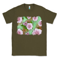 Army Green Pink Roses Background Classic Tee - LillyAllenDesigns