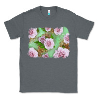Charcoal Heather Pink Roses Background Classic Tee - LillyAllenDesigns