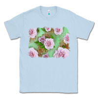 Dusty Blue Pink Roses Background Classic Tee - LillyAllenDesigns