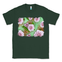 Sports Green Pink Roses Background Classic Tee - LillyAllenDesigns