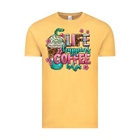 Vintage Mustard life happens coffee  helps Vintage Tee - AdoDesignShop