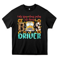 Black early rising always smiling safe driving bus drive Heavy Core Tee - MaliasSmallBusiness