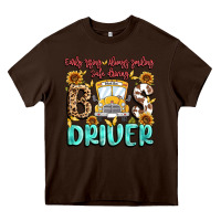 Chocolate Brown early rising always smiling safe driving bus drive Heavy Core Tee - MaliasSmallBusiness