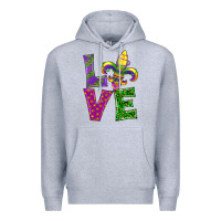 Heather Grey mardi gras love Premium Hoodie - RanaPortraitStore