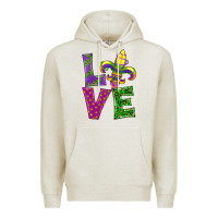 Oatmeal Heather mardi gras love Premium Hoodie - RanaPortraitStore