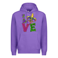 Purple mardi gras love Premium Hoodie - RanaPortraitStore