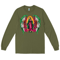 Army Green mexican flag wings our lady of guadalupe Long Sleeve Tee - Artiststas