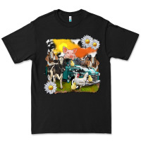 Black cowhide farm truck with farm animals Premium Tee - texasbilliewilder