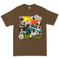 Cacao cowhide farm truck with farm animals Premium Tee - texasbilliewilder