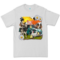 Dove Grey cowhide farm truck with farm animals Premium Tee - texasbilliewilder