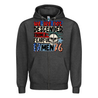 Charcoal Heather we are not descended from a fearful me Zipper Hoodie - MaliasSmallBusiness