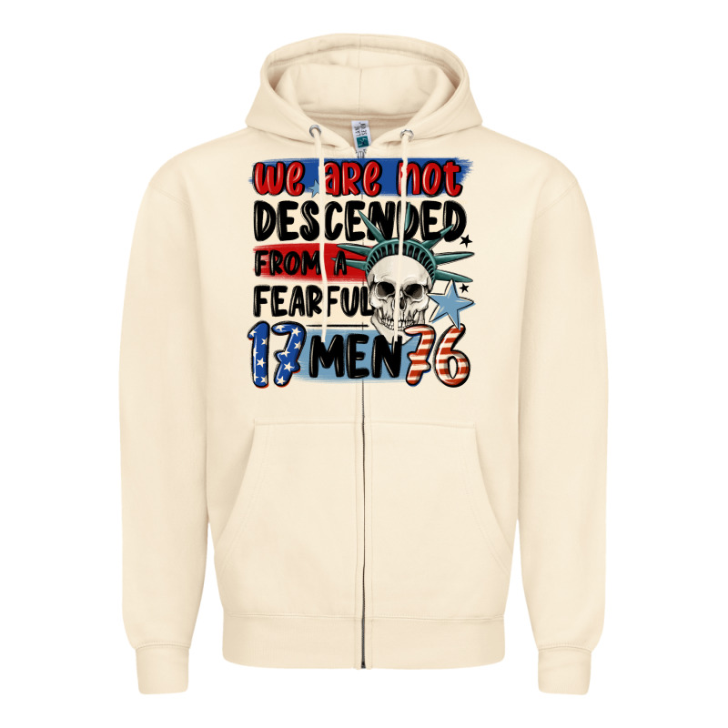 We Are Not Descended From A Fearful Me Zipper Hoodie by MaliasSmallBusiness | Teevron