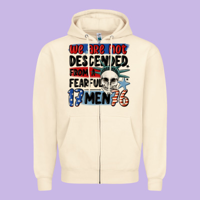 We Are Not Descended From A Fearful Me Zipper Hoodie Designed By Maliassmallbusiness