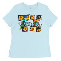 Baby Blue texas tx serape sunflower cowhide Ladies Tee - AdoDesignShop
