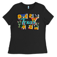 Black texas tx serape sunflower cowhide Ladies Tee - AdoDesignShop