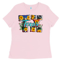 Bubblegum Pink texas tx serape sunflower cowhide Ladies Tee - AdoDesignShop