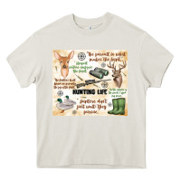 Cream hunting life Heavy Core Tee - MaliasSmallBusiness