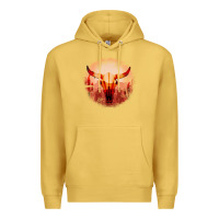 Antique Gold Western Cowboy Sunset Bull Skull Premium Hoodie - Bettercallsaul