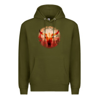 Army Green Western Cowboy Sunset Bull Skull Premium Hoodie - Bettercallsaul