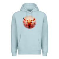 Blue Mist Western Cowboy Sunset Bull Skull Premium Hoodie - Bettercallsaul