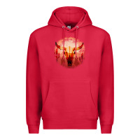 Cardinal Western Cowboy Sunset Bull Skull Premium Hoodie - Bettercallsaul
