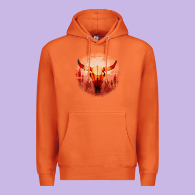 Western Cowboy Sunset Bull Skull Premium Hoodie Designed By Bettercallsaul