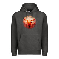 Charcoal Heather Western Cowboy Sunset Bull Skull Premium Hoodie - Bettercallsaul