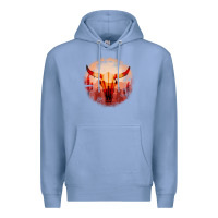 Colony Blue Western Cowboy Sunset Bull Skull Premium Hoodie - Bettercallsaul