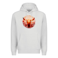 Dove Grey Western Cowboy Sunset Bull Skull Premium Hoodie - Bettercallsaul