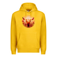Lemon Western Cowboy Sunset Bull Skull Premium Hoodie - Bettercallsaul