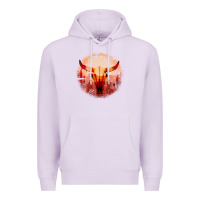 Lilac Western Cowboy Sunset Bull Skull Premium Hoodie - Bettercallsaul