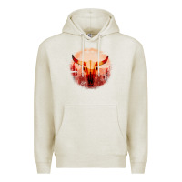 Oatmeal Heather Western Cowboy Sunset Bull Skull Premium Hoodie - Bettercallsaul