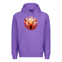 Purple Western Cowboy Sunset Bull Skull Premium Hoodie - Bettercallsaul